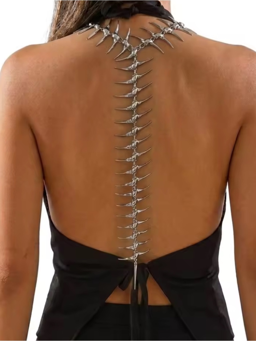 Silver Spine-Back Gothic Statement Necklace - Picture 3 of 4